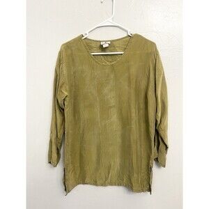 CTC Carol Turner Collection Blouse Small Green Pullover Lagenlook Artsy Shirt